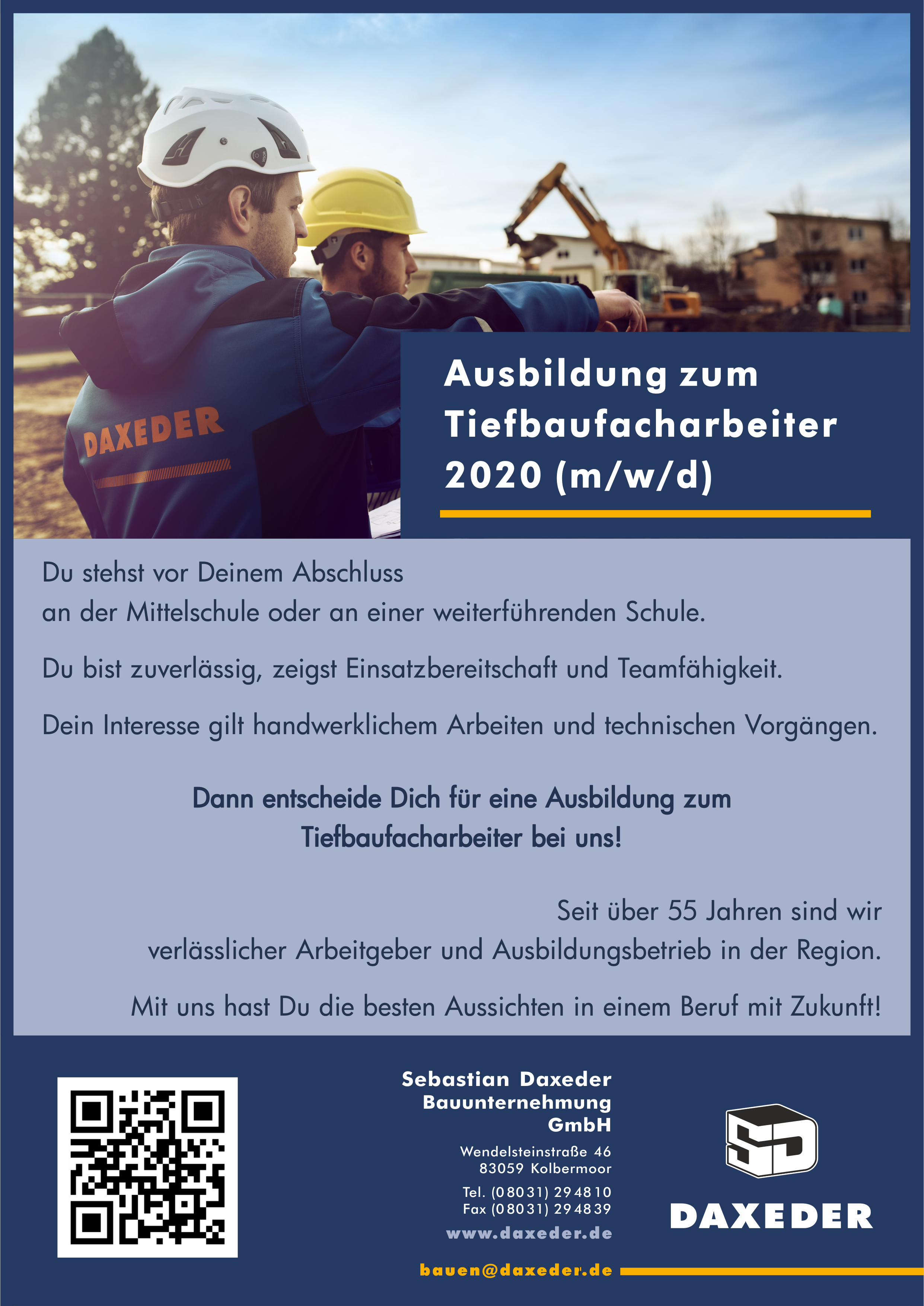 Sebastian Daxeder Bauunternehmung GmbH, Ausbildung Tiefbaufacharbeiter 2020